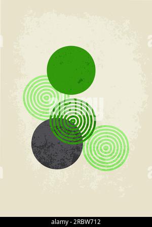 Abstraktes Poster mit einer Grunge-Struktur, im minimalistischen Stil für Innendekoration, Zeitschriftenumschläge, Postkarten. Geometrische Formen. Stock Vektor