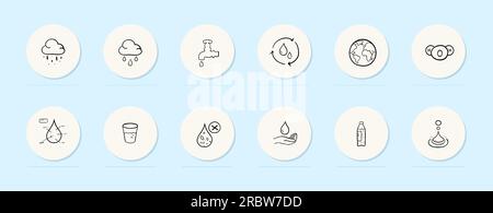 Symbol für Flüssigkeitsleitung. Wasser, Wolken, Regen, Feuchtigkeit, Sahne, Hintergrundliniensymbol für den Glasplaneten in Pastellfarben Stock Vektor