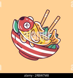 asiatische Fischstäbchen im Cartoon-Stil Stock Vektor