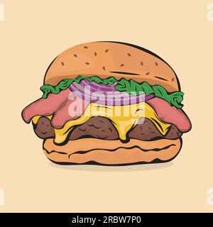 Cartoon-Bild eines Burgers mit Pfahl Stock Vektor
