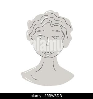 Zeitgenössische Kunst mit antikem Gipskopf. Kurze Haare. Posterkonzept im Vaporwave-Stil. Vektordarstellung. Stock Vektor
