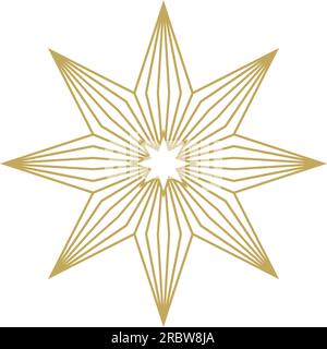 Abstrakter Weihnachtsstern-Konturvektor in Gold. Isolierter Hintergrund. Weihnachtssymbol für die Geburt Jesu. Stock Vektor