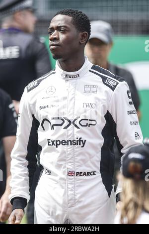 IDRIS Damson Alade-Bo (GBR), Schauspieler, der Joshua Pearce spielt, Fahrer des fiktiven Apex APXGP-Teams im Film F1 von Apple Studios/Bruckheimer Films, Porträt während des Formel 1 Aramco British Grand Prix 2023, 10. Runde der Formel-1-Weltmeisterschaft 2023 von Juli 7 bis 9, 2023 auf dem Silverstone Circuit in Silverstone, Großbritannien Stockfoto