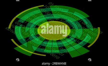 Isometrisches digitales Auge mit isolierten Zahlen auf schwarzem Hintergrund. Kreisförmiger Clipart. Vektor. Stock Vektor