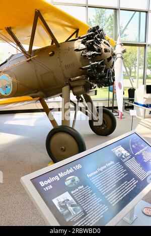 Boeing 100/P-12/F4B 1928 P12, Kampfbiplane, Flugmuseum, Seattle Washington State USA Stockfoto