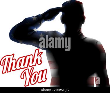 Flag Soldier Salute Veteran Day Silhouette Stock Vektor