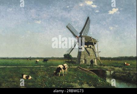 Landschaft mit Windmühle in der Nähe von Schiedam 1873 von Johan Hendrik Weissenbruch Stockfoto