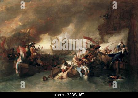 Die Schlacht von La Hogue, Zerstörung der französischen Flotte, 22. Mai 1692 durch Benjamin West Stockfoto