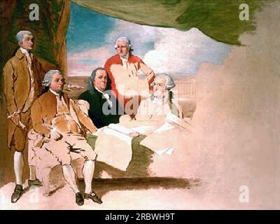 Amerikanische Kommissare des vorläufigen Friedensabkommens mit Großbritannien von Benjamin West Stockfoto