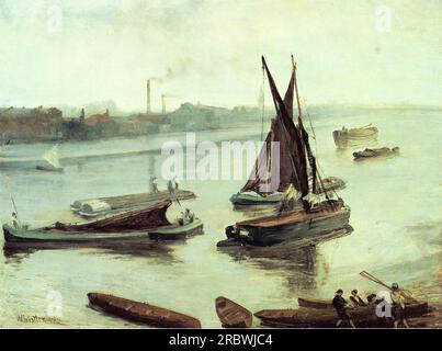 Grey and Silver Old Battersea erreicht 1863 von James McNeill Whistler Stockfoto