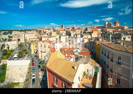 Cattedrale, Torre San Pancrazio e bastione Santa Croce, Castello, Cagliari, Sardinien, Italien, Europa Stockfoto