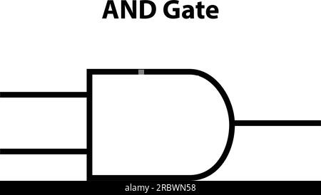 UND Gate. Elektronisches Symbol des offenen Schalters Abbildung der grundlegenden Schaltkreissymbole. Elektrische Symbole, Studieninhalte von Physikstudenten. Stock Vektor