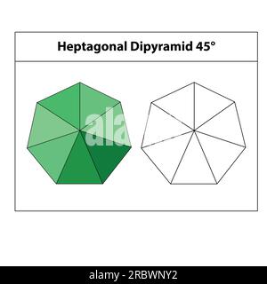 Heptagonale Pyramide 45 Grad. Geometrische Formen. Vektordarstellung von isoliert auf weiß. Symbol, Druck, Geometriedesign. Heptagonale Pyramide. Stock Vektor