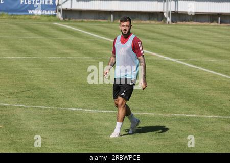 Hoenderloo, Niederlande. 11. Juli 2023. Aron Donnum von Standard wurde während eines Trainings der belgischen Fußballmannschaft Standard de Liege in ihrem Sommertrainingslager am Dienstag, den 11. Juli 2023 in Hoenderloo gezeigt, um sich auf die kommende Saison 2023-2024 vorzubereiten. BELGA FOTO BRUNO FAHY Kredit: Belga News Agency/Alamy Live News Stockfoto