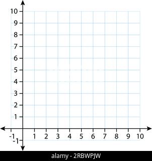 Das leere Systemdiagramm in zwei Dimensionen. Rechteckige orthogonale Koordinatenebene mit X- und Y-Achsen auf einem quadratischen Gitter. Vorlage für mathematischen Maßstab. Stock Vektor