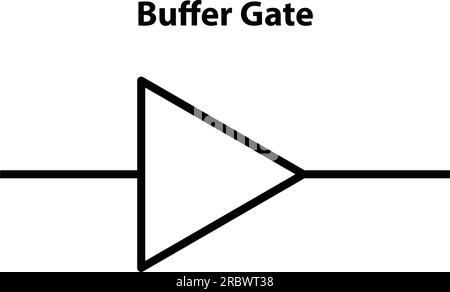 Puffer-Gate. Elektronisches Symbol zur Darstellung grundlegender Schaltungssymbole. Elektrische Symbole, Studieninhalte von Physikstudenten. Stromkreise. Stock Vektor
