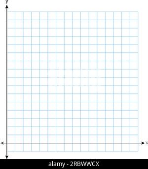 Zwei Dimensionen. Rechteckige orthogonale Koordinatenebene mit X- und Y-Achsen auf quadratischem Raster. Vorlage für mathematischen Maßstab. Vektordarstellung Stock Vektor