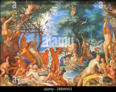 Das Goldene Zeitalter 1605 von Joachim Wtewael Stockfoto