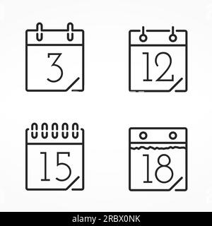 Set von vier minimale Linie Kalender Icons, Vektor-Illustration eps10 Stock Vektor