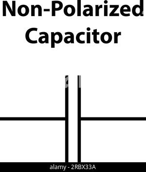 Polarisierter Kondensator. Elektronisches Symbol. Abbildung der grundlegenden Schaltungssymbole. Elektrische Symbole, Studieninhalte von Physikstudenten. Elektrischer Stromkreis Stock Vektor