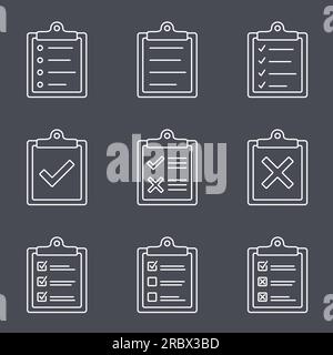 Satz von minimal Linie Ikonen der Checkliste, eps10 Vektorgrafik Stock Vektor