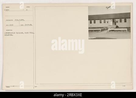 Beobachtungsballon in Fort Sill, Oklahoma während des 1. Weltkriegs Foto aufgenommen am 2. Oktober 1918. Bild Nummer 27935 aus der Sammlung von Fotos amerikanischer Militäraktionen. Foto des Signalkorps, datiert von 1910. Stockfoto