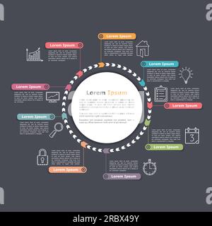 Kreis Infografiken Vorlage, Runde Zyklus Diagramm oder Workflow gemacht Kreis von Pfeilen mit Platz für Titel, Symbole und Text, Vektorgrafik eps10 Stock Vektor