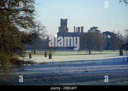 Das Herrenhaus im Old Warden an einem frostigen Januarmorgen Stockfoto