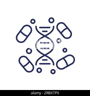Pillen und dna-Linien-Symbol Stock Vektor