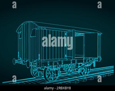 Stilisierte Vektorbilder von Güterwagen im Retro-Stil Stock Vektor