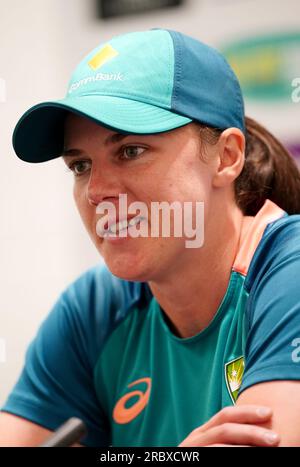 Australiens Tahlia McGrath während einer Pressekonferenz im Seat Unique Stadium, Bristol. Bilddatum: Dienstag, 11. Juli 2023. Stockfoto