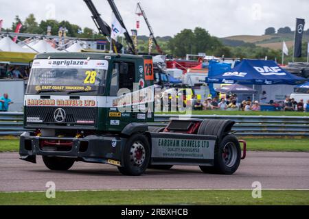 Andover, Großbritannien. 09. Juli 2023. Rennen Sie am 9. Juli 2023 während der British Truck Racing Championship auf dem Thruxton Circuit, Andover, Großbritannien, um das 3. Rennen. Foto: Chris Williams. Nur redaktionelle Verwendung, Lizenz für kommerzielle Verwendung erforderlich. Keine Verwendung bei Wetten, Spielen oder Veröffentlichungen von Clubs/Ligen/Spielern. Kredit: UK Sports Pics Ltd/Alamy Live News Stockfoto