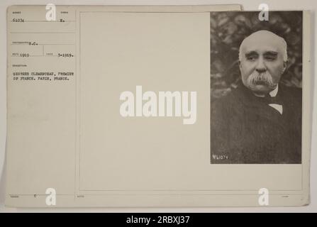 Georges Clemenceau, Premierminister Frankreichs, in Paris. Dieses Foto wurde im März 1919 aufgenommen. Clemenceau diente während des Ersten Weltkriegs als französischer Premierminister. Stockfoto