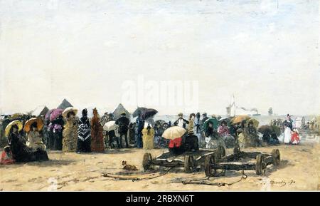 Strandszene in Trouville von Eugene Boudin Stockfoto