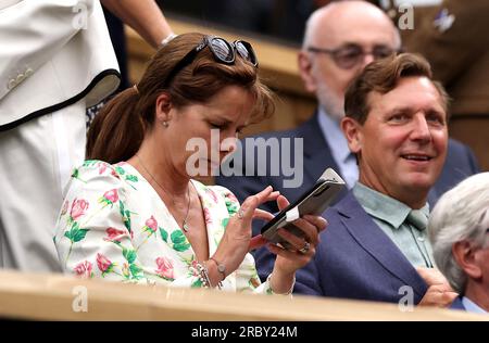 Darcey Bussell in der königlichen Box am 9. Tag der Wimbledon-Meisterschaft 2023 im All England Lawn Tennis and Croquet Club in Wimbledon. Bilddatum: Dienstag, 11. Juli 2023. Stockfoto