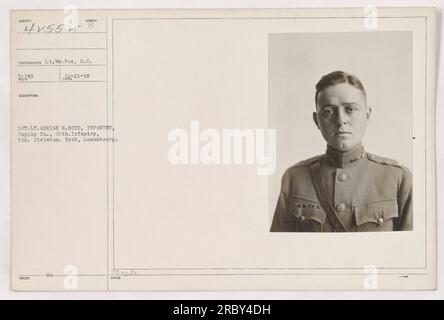 1. LT. Adrian H. Boyd von Supply Co., 60. Infanterie, 5. Division, wird während des Ersten Weltkriegs in Esch, Luxemburg, gesehen. Das Foto mit der Nummer 41552 wurde von LT. WM aufgenommen. Fox, S.C. Dieses Bild ist Teil der Sammlung „Fotografien amerikanischer Militäraktivitäten während des Ersten Weltkriegs“. Stockfoto