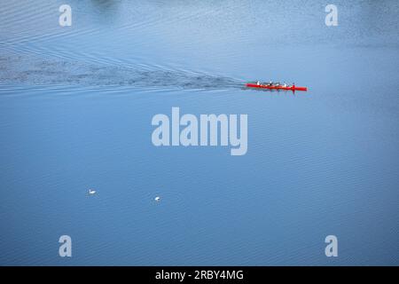 Ruher auf dem See Harkort, Wetter auf dem Ruhrgebiet, Ruhrgebiet, Nordrhein-Westfalen, Deutschland. RUDERER auf dem Harkortsee, Wetter an der Ruhr, Ruhrgebi Stockfoto