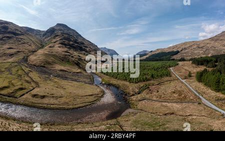 glen etive bei glen coe schottland mit Blick auf den Süden, Panoramablick, keine Menschen Stockfoto