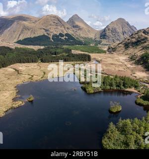 lochan urr in glen etive schottland mit Blick nach Norden, erhöhte Aussicht, keine Leute Stockfoto