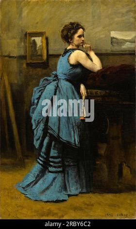 Die Dame in Blau 1874 von Camille Corot Stockfoto