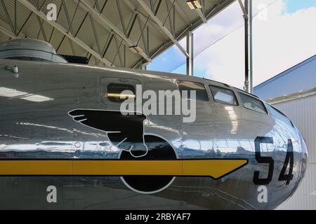 Markierungen auf dem Rumpf eines USAF Boeing B-29 Superfortress T-Square 54 WW2 schweren Bombers Seattle Washington State USA Stockfoto