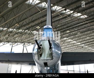 Heckschützenposition auf dem schweren Bomber USAF Boeing B-29 Superfortress T-Square 54 WW2 im Museum of Flight Seattle Washington State USA Stockfoto