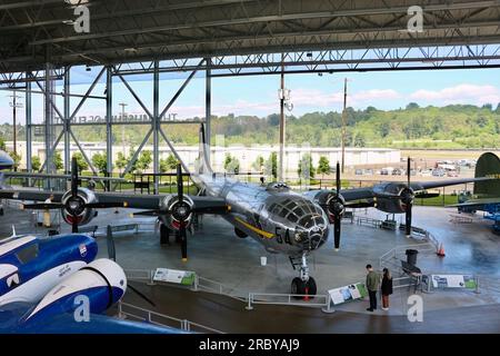 USAF Boeing B-29 Superfortress T-Square 54 WW2 Heavy Bomber Museum of Flight Seattle Washington State USA Stockfoto