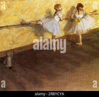 Tänzer, die im Barre 1877 von Edgar Degas üben Stockfoto