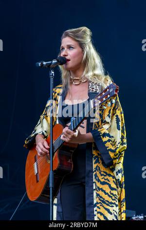 Enghien, Belgien, Konzert von Selah Sue beim LaSemo Festival im Park von Enghien Stockfoto