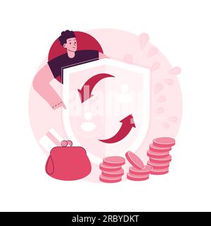 Peer-to-Peer Versicherung abstrakte Konzept Vektor Illustration. P2P kollaboratives Sozialrisikolisikoversicherungsprodukt, selbstverwaltendes Geschäftsmodell, füllen Sie einen Anspruch aus und erhalten Sie ausgezahlte abstrakte Online-Metapher. Stock Vektor