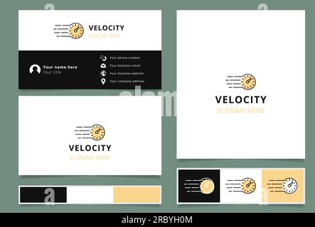 Velocity Logo mit editierbarem Slogan. Branding-Buch und Visitenkartenvorlage. Stock Vektor