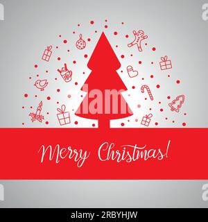 Grußkarte mit fröhlichen Weihnachten Stock Vektor