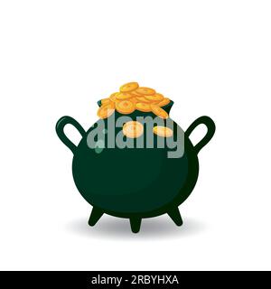 Topf mit Goldmünzen für St. Patricks Tag Stock Vektor