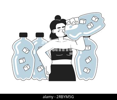 Trinken Sie mehr Wasser monochrome Konzeptvektordarstellung Stock Vektor